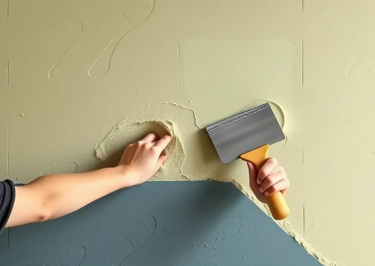 Application d'un enduit décoratif à la lisseuse sur un mur